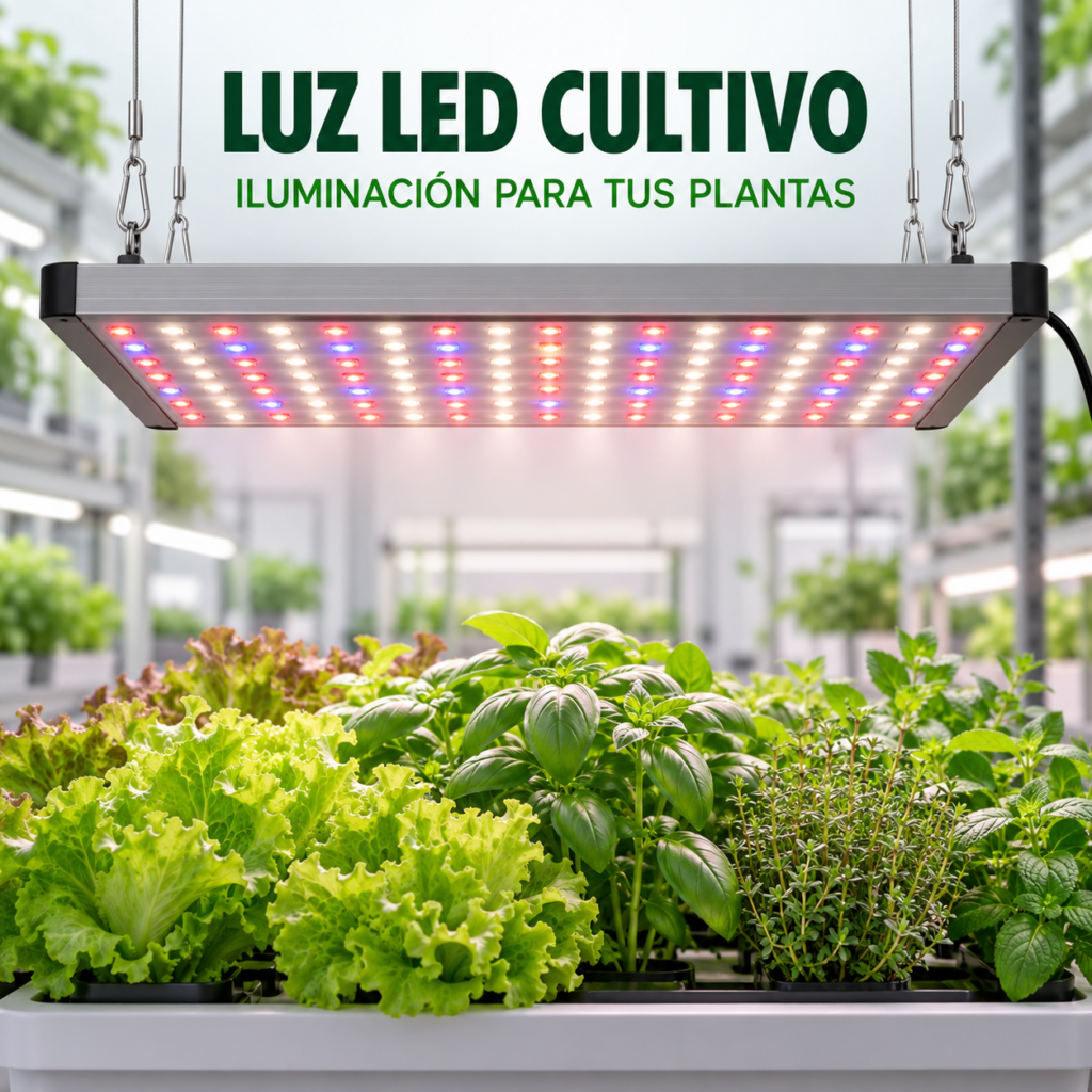 Luz LED para cultivo interior de plantas, lechugas y aromáticas Título SEO 1:
