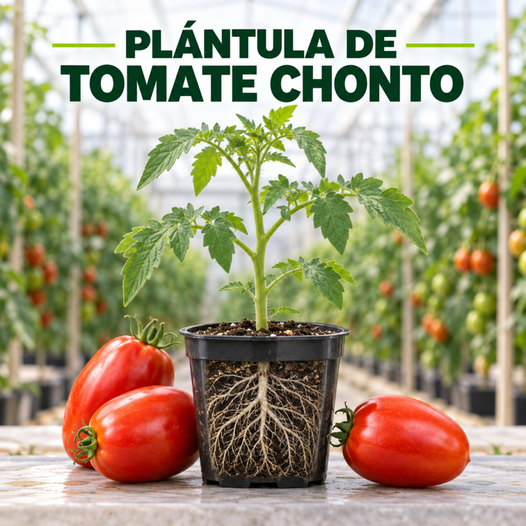 Plántula de tomate chonto saludable para cultivo hidropónico y siembra en suelo